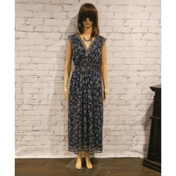 MAX STUDIO, Gorgeous navy blue sleeveless floral maxi dress - Picture 3 of 14